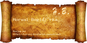Horvai Boglárka névjegykártya